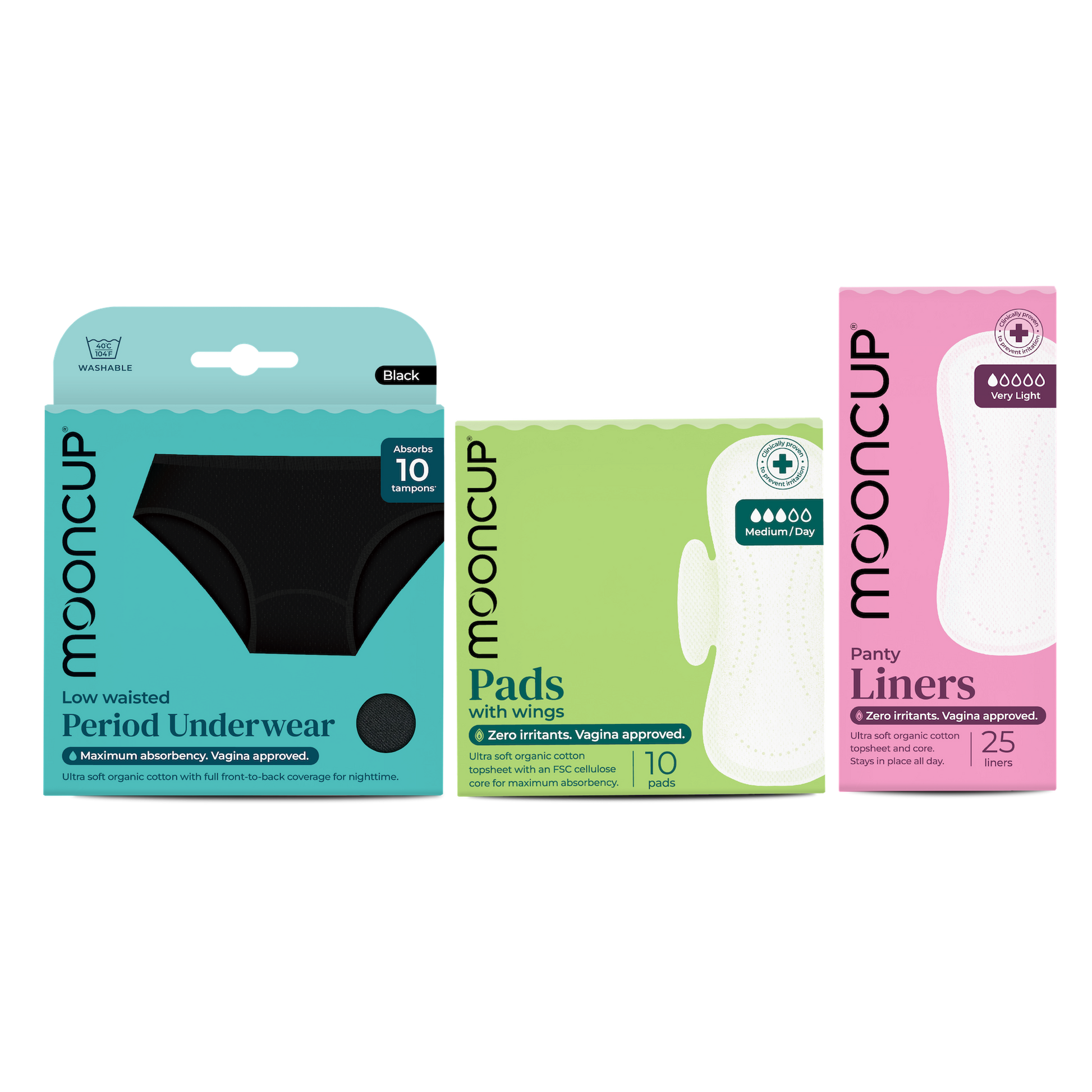 Free Flow Bundle - Low Waist Period Pants, Pads & Liners