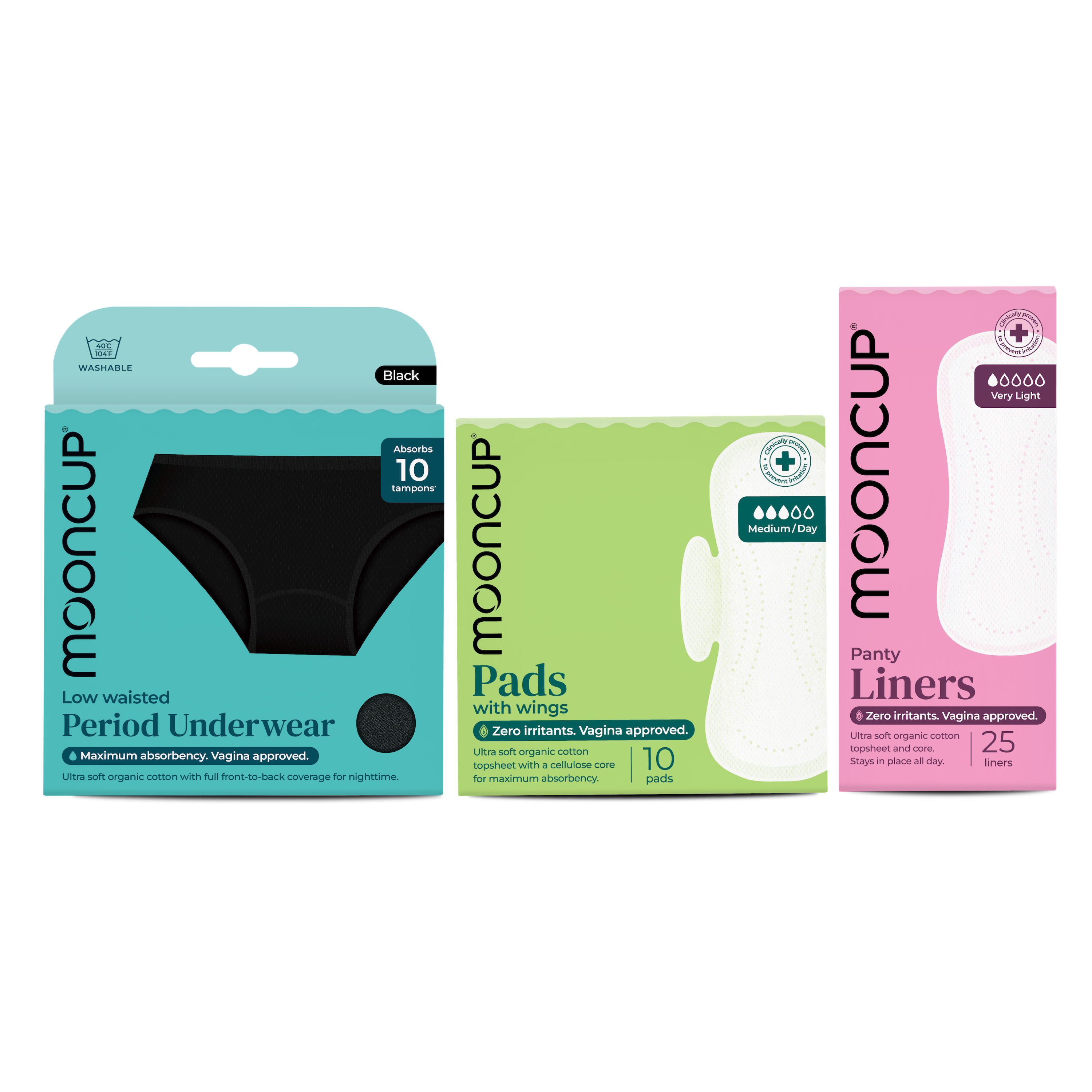 Free Flow Bundle - Low Waist Period Pants, Pads & Liners